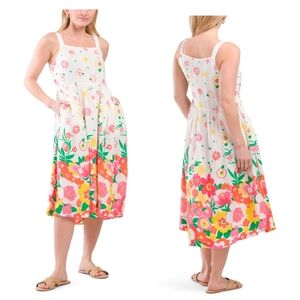 🤍🔹️Mister Zimi 🔹️meadow Floral Sohie  White Midi Sundress